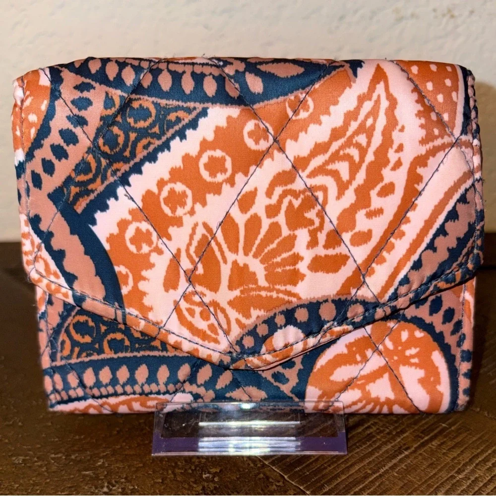 Vera Bradley Coral and Navy Patterned Wallet - Picture 2 of 3